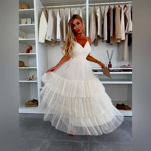 NWT Tulle Tiered Maxi Cami Dress